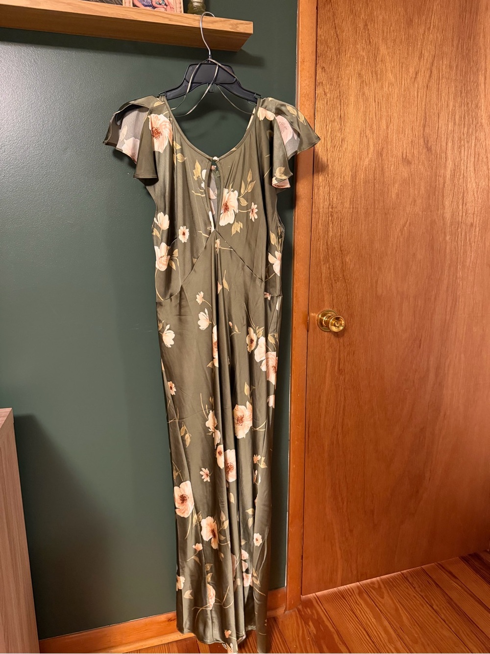 OldNavy Olive Green Floral Midi Dress